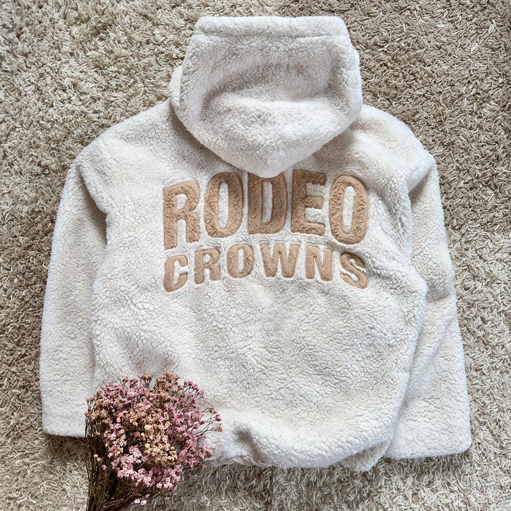 Rare Rodeo Crowns White Teddy Sherpa Jacket Big Logo Men’s S